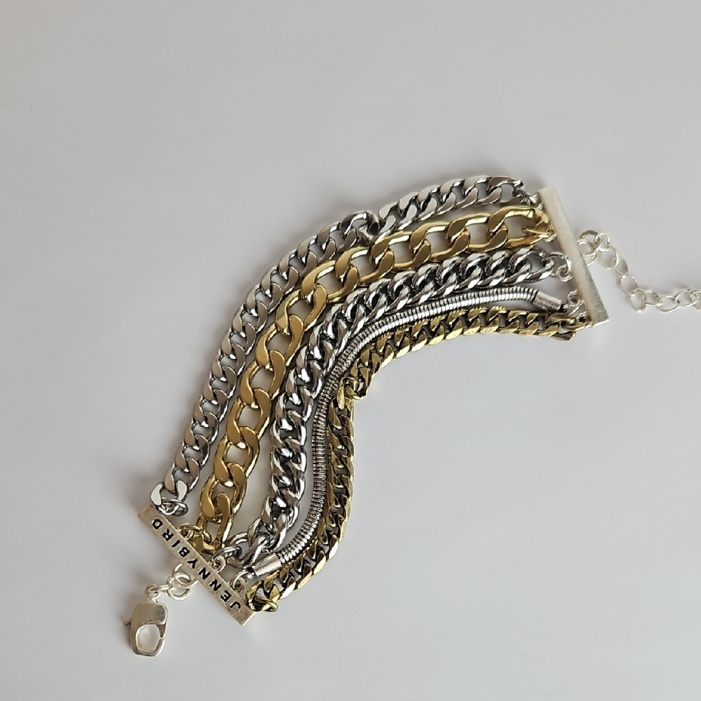 Jenny Bird Silver and Gold Multi-Chain Bracelet